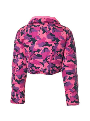 Camouflage Print Lapel Neck Zip Up Jacket