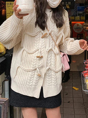 Cardigan à boucle en corne au design torsadé vintage