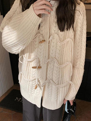 Cardigan à boucle en corne au design torsadé vintage