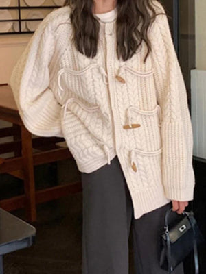 Cardigan à boucle en corne au design torsadé vintage