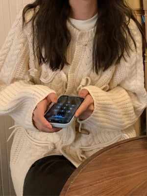 Cardigan à boucle en corne au design torsadé vintage