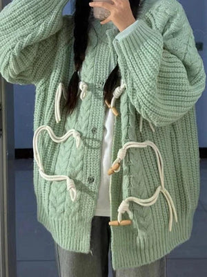 Cardigan à boucle en corne au design torsadé vintage