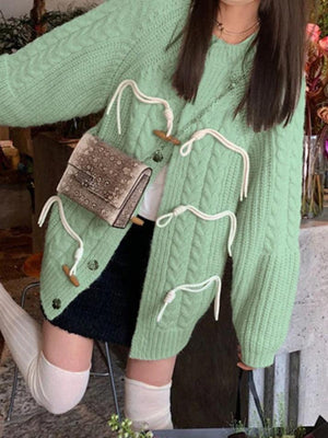 Cardigan à boucle en corne au design torsadé vintage