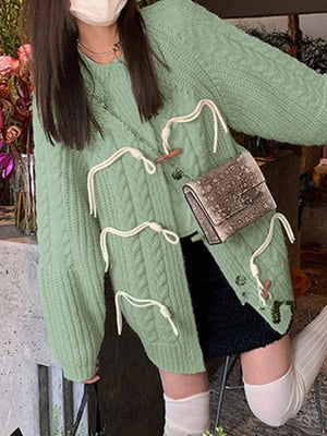 Cardigan à boucle en corne au design torsadé vintage