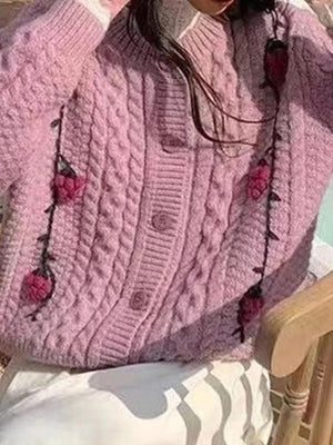 Cardigan à décor de tricot au crochet de raisin