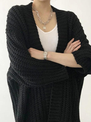 Cardigan ample au crochet fendu de couleur unie