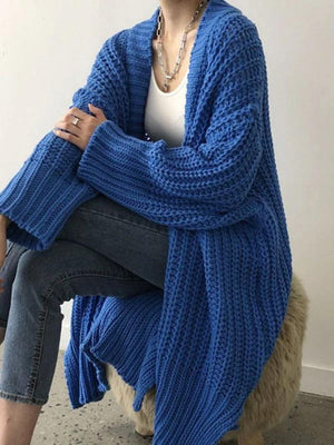 Cardigan ample au crochet fendu de couleur unie