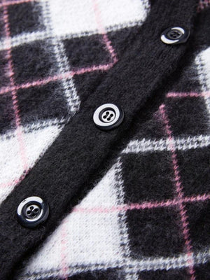 Cardigan ample en jacquard à carreaux