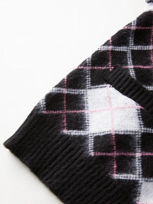 Cardigan ample en jacquard à carreaux