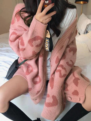 Cardigan ample imprimé léopard