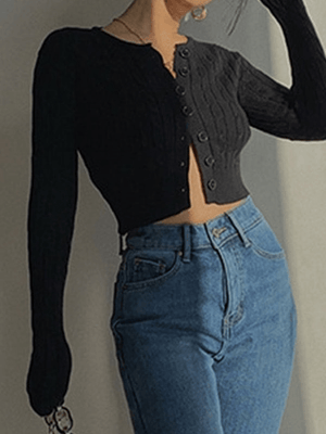 Cardigan court en tricot torsadé à boutons