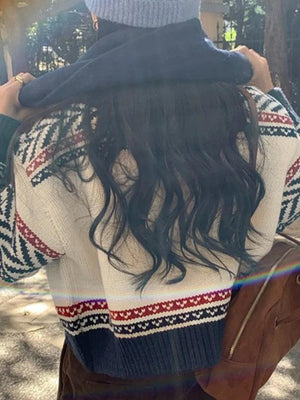 Cardigan court en tricot zippé à imprimé vintage