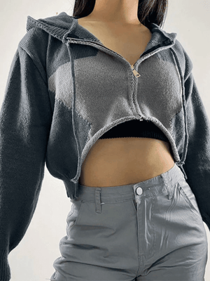 Cardigan court zippé à capuche étoile