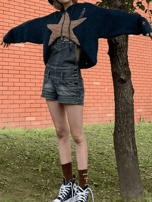 Cardigan en tricot à capuche zippé en jacquard étoile