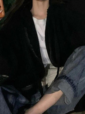 Cardigan en tricot à capuche zippé oversize