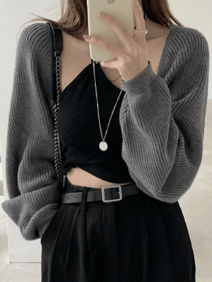 Cardigan en tricot boléro ouvert sur le devant