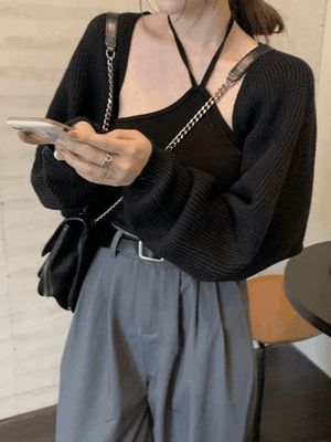 Cardigan en tricot boléro ouvert sur le devant