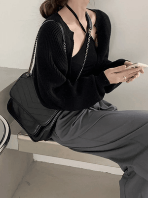 Cardigan en tricot boléro ouvert sur le devant