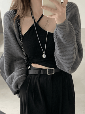 Cardigan en tricot boléro ouvert sur le devant
