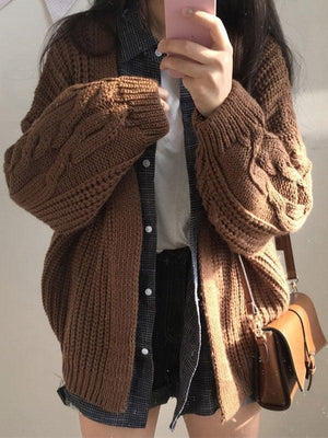 Cardigan ouvert en tricot torsadé