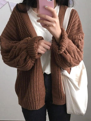 Cardigan ouvert en tricot torsadé