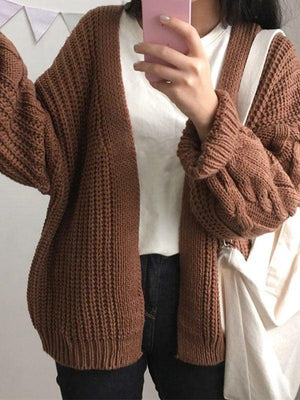 Cardigan ouvert en tricot torsadé