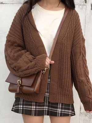 Cardigan ouvert en tricot torsadé