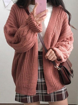 Cardigan ouvert en tricot torsadé