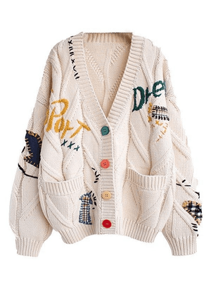 Cardigan oversize en tricot brodé