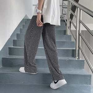 Casual Plaid Ice Silk Pants