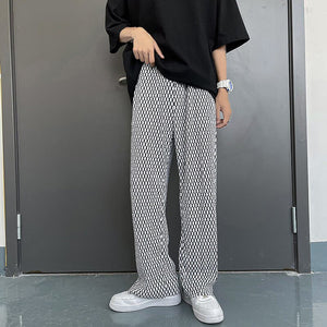 Casual Plaid Ice Silk Pants