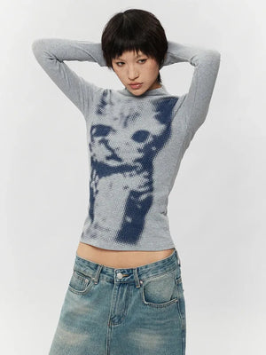 Cat High Neck Top – MAUVSTUDIO®