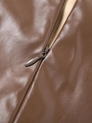 Chain Strap Faux Leather Mini Dress view 5 | MAUVSTUDIO®