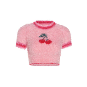 Cherry Fuzzy Crop Top