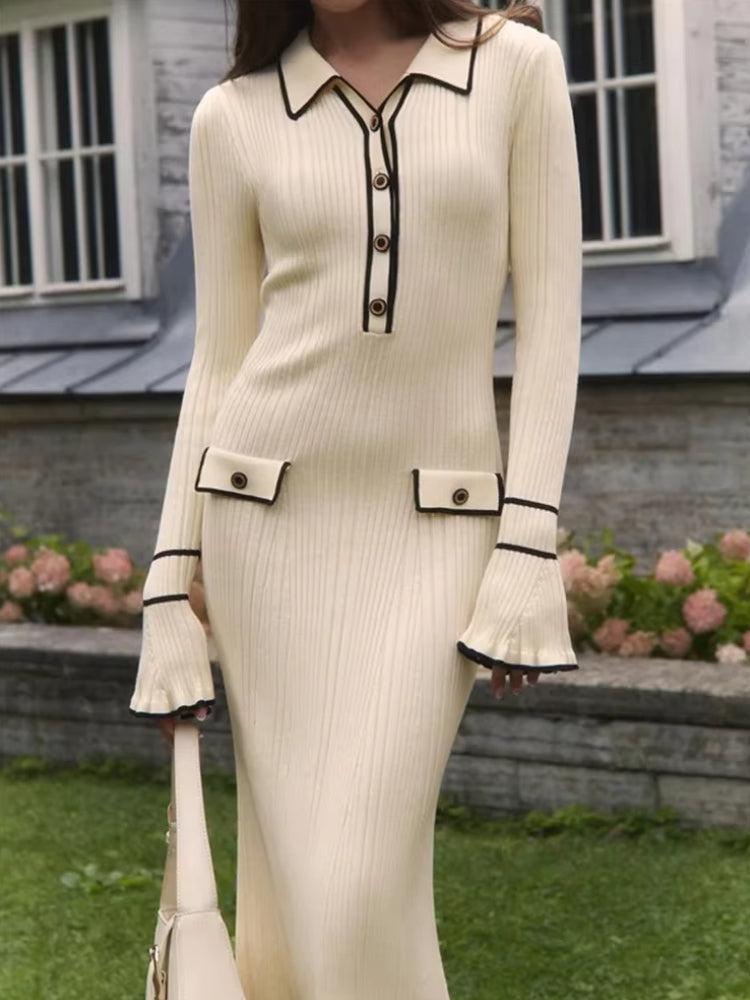 Classic Ribbed Midi Dress view 5 | MAUVSTUDIO®
