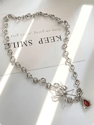Collier Chaîne Pendentif Goutte d'Araignée