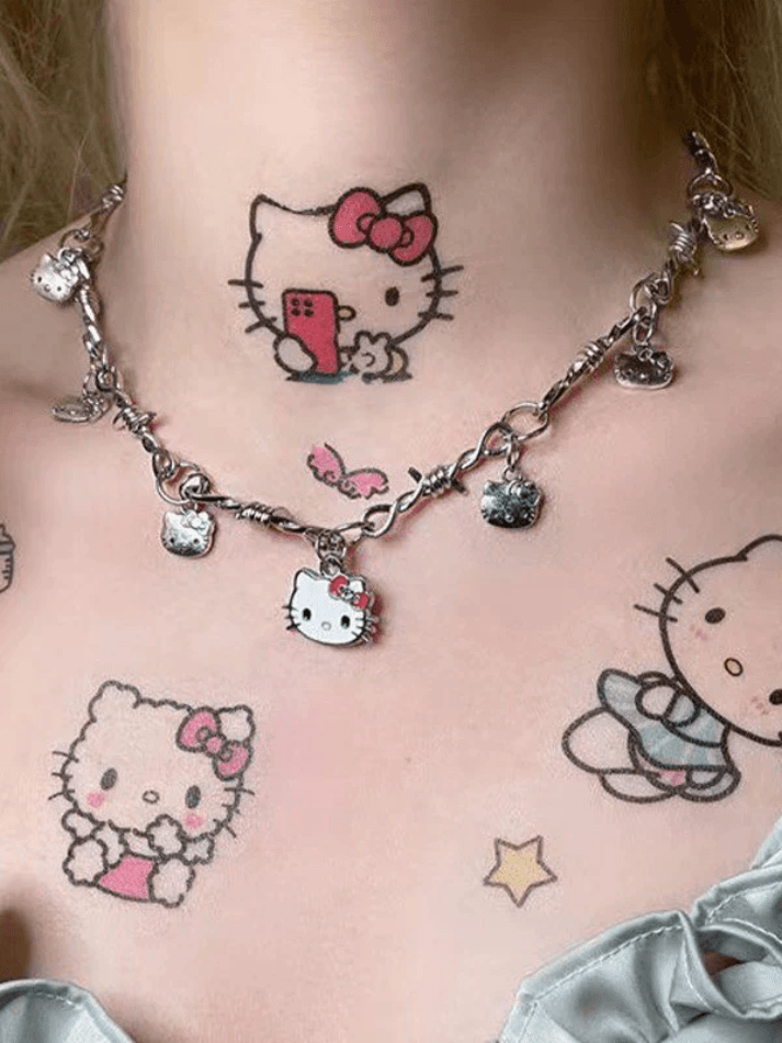 Collier à breloques chaton dessin animé