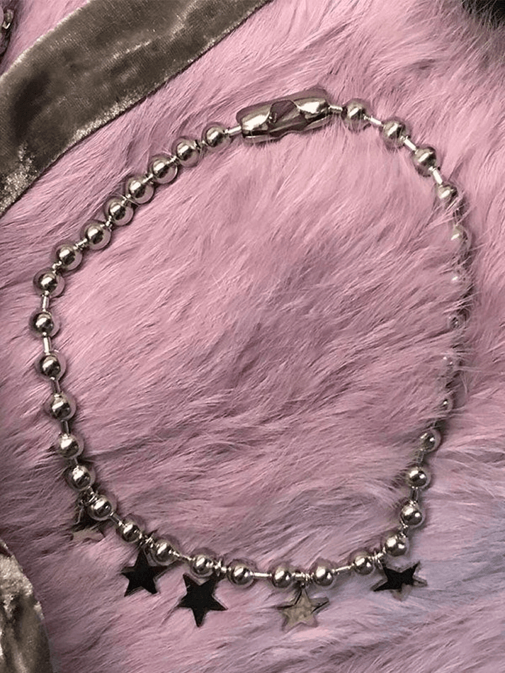 Collier de perles punk à breloque étoile