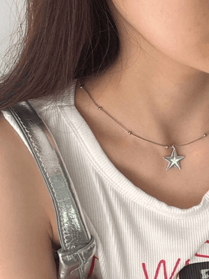 Collier étoile punk vintage en argent