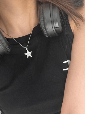 Collier étoile punk vintage en argent