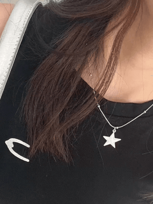 Collier étoile punk vintage en argent