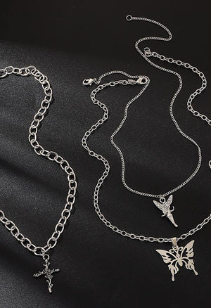 Collier multicouche papillon