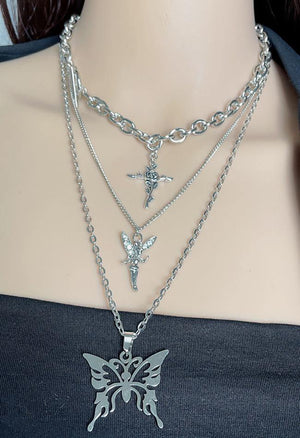 Collier multicouche papillon