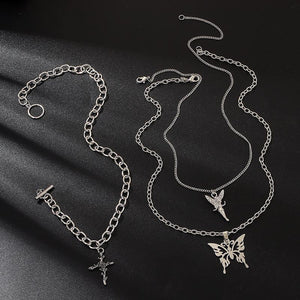 Collier multicouche papillon