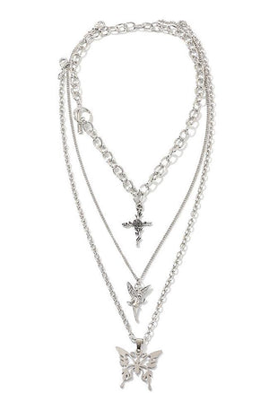 Collier multicouche papillon