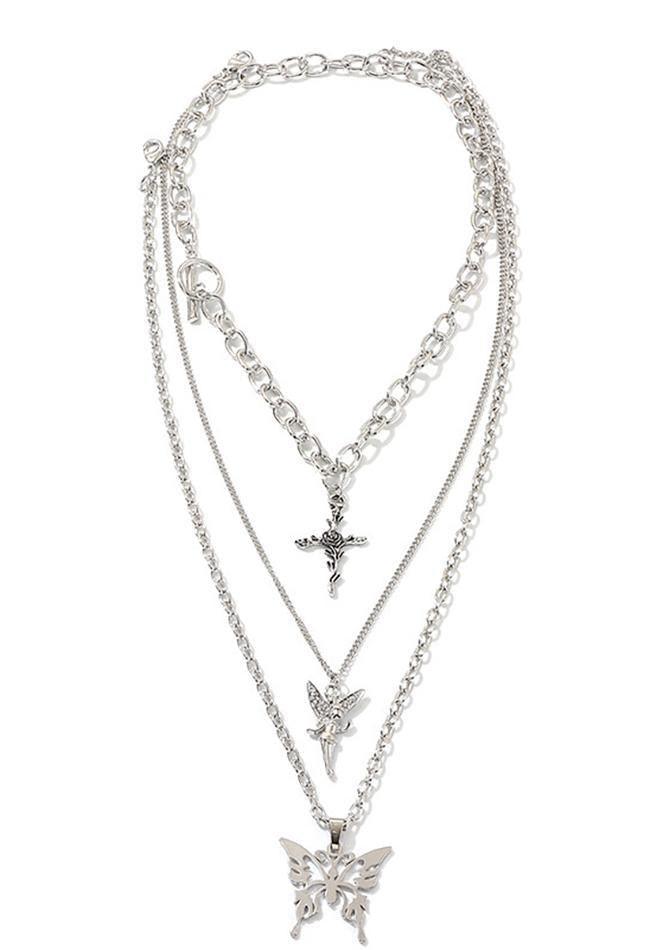 Collier multicouche papillon
