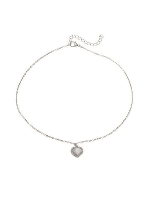 Collier pendentif coeur bord strass