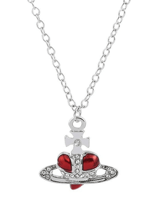 Collier pendentif coeur croix strass