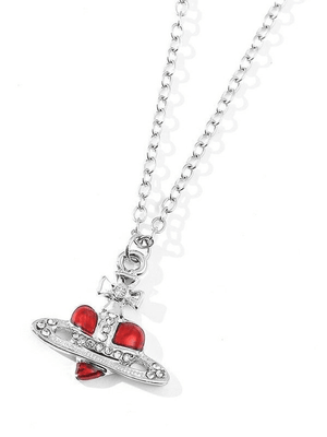 Collier pendentif coeur croix strass