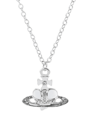 Collier pendentif coeur croix strass